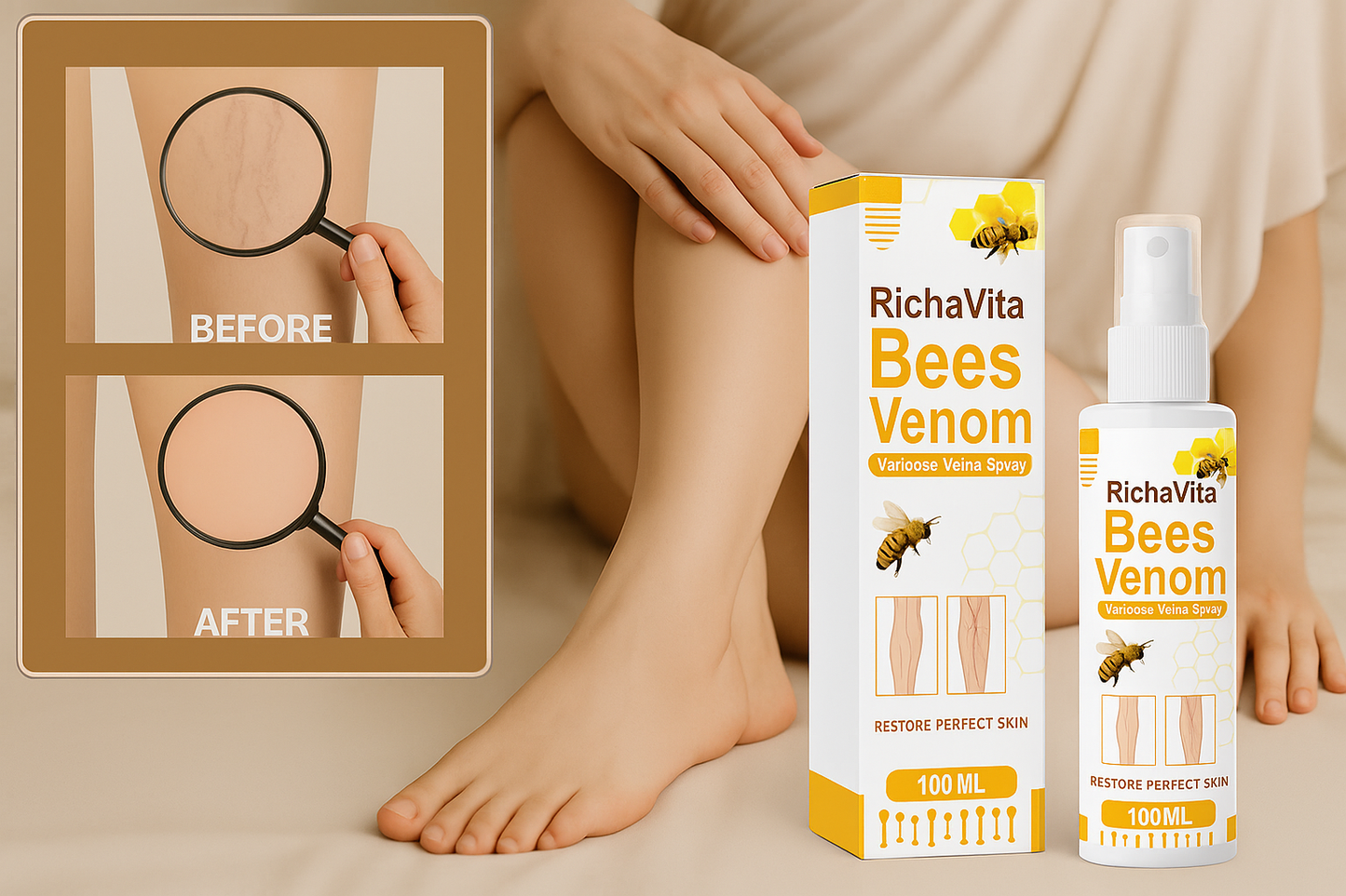 Bee Venom Spider Veins Spray Pack of 2